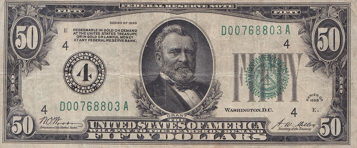Front of United States p423a: 50 Dollars from 1928