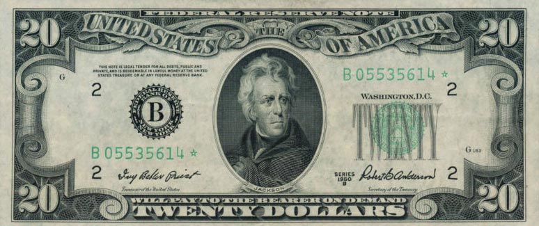 Front of United States p440b: 20 Dollars from 1950