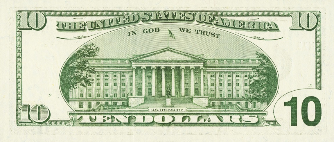 Back of United States p506: 10 Dollars from 1999