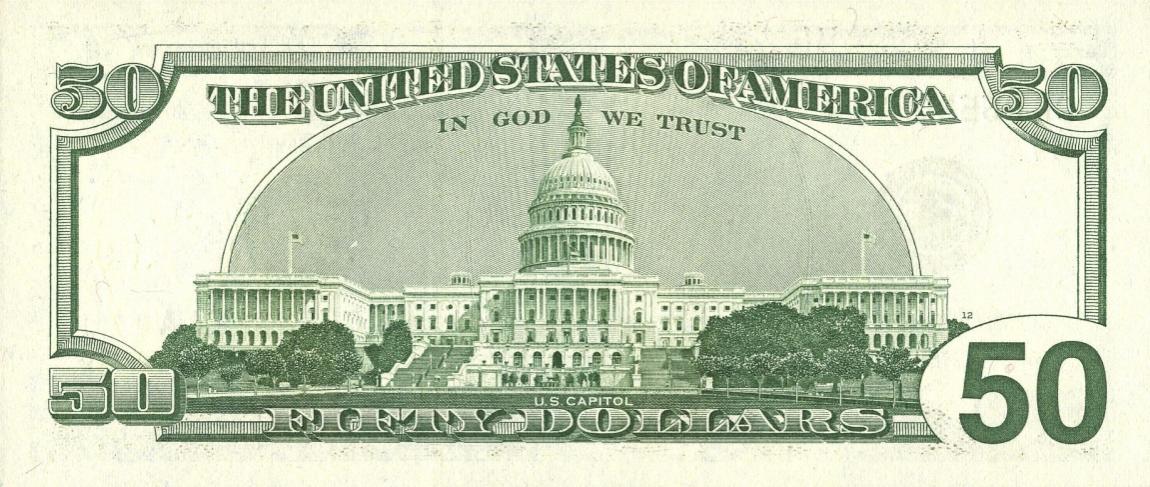 Back of United States p513: 50 Dollars from 2001