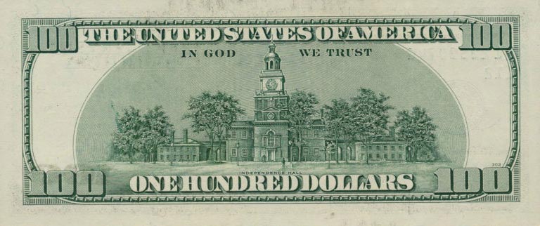 Back of United States p528: 100 Dollars from 2006