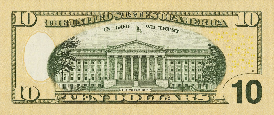 Back of United States p532: 10 Dollars from 2009