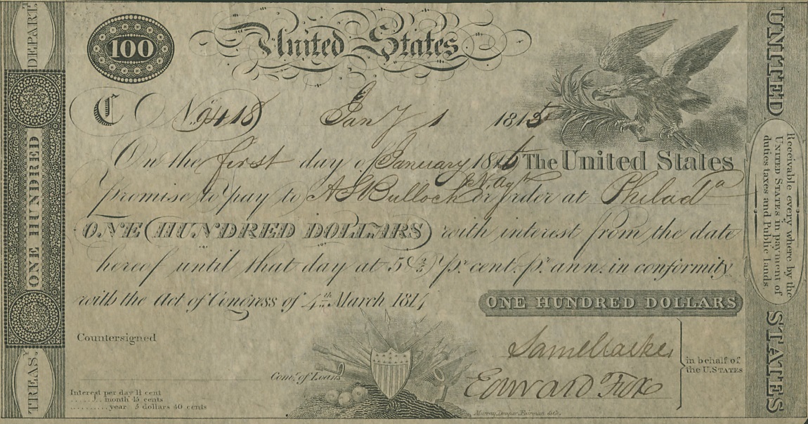 Front of United States p9: 100 Dollars from 1814
