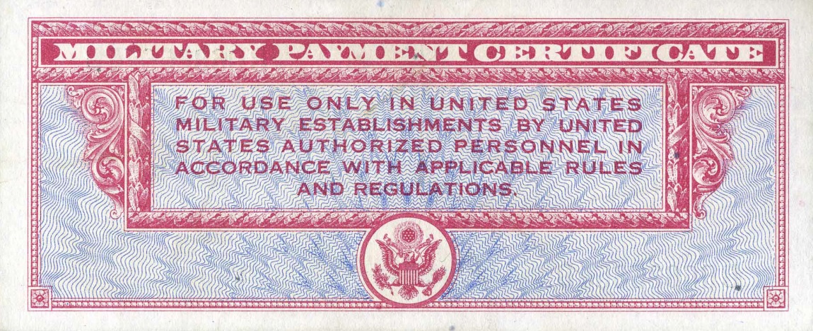 Back of United States pM14a: 10 Dollars from 1947
