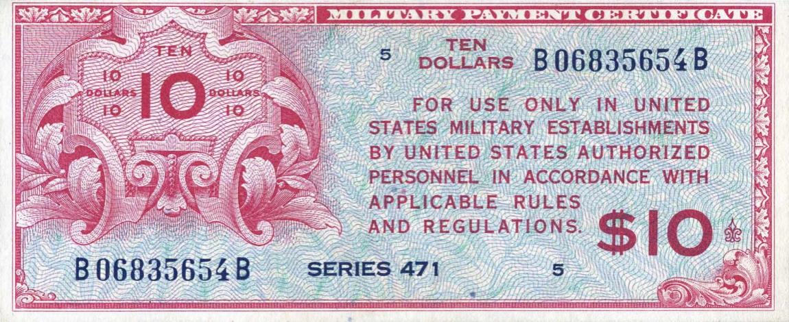 Front of United States pM14a: 10 Dollars from 1947
