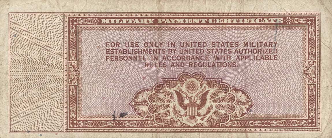 Back of United States pM20a: 5 Dollars from 1948