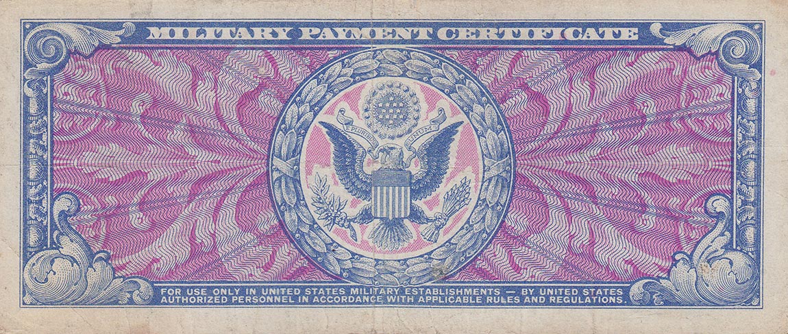 Back of United States pM28a: 10 Dollars from 1951