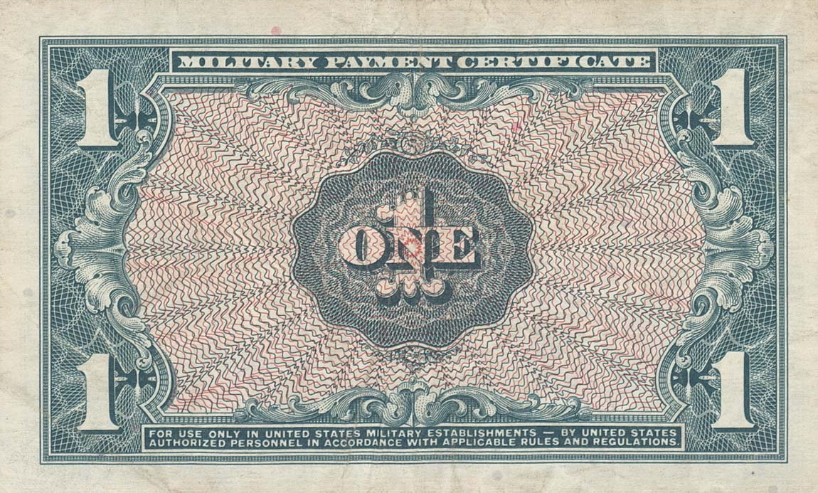 Back of United States pM54a: 1 Dollar from 1964