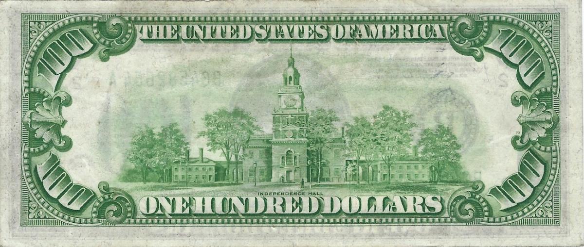 Back of United States p433Da: 100 Dollars from 1934