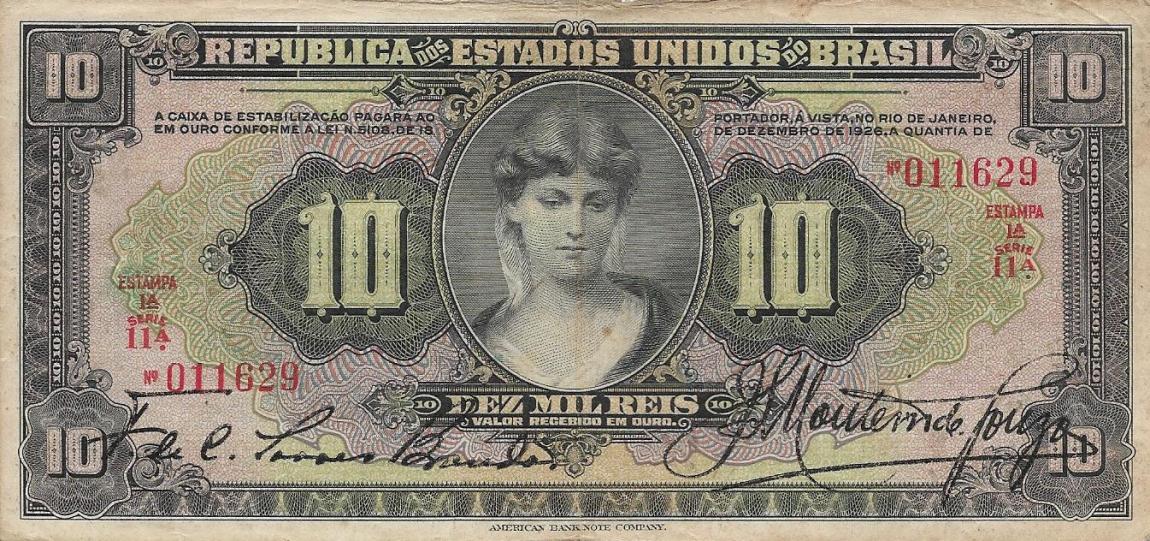 Front of Brazil p103a: 10 Mil Reis from 1926