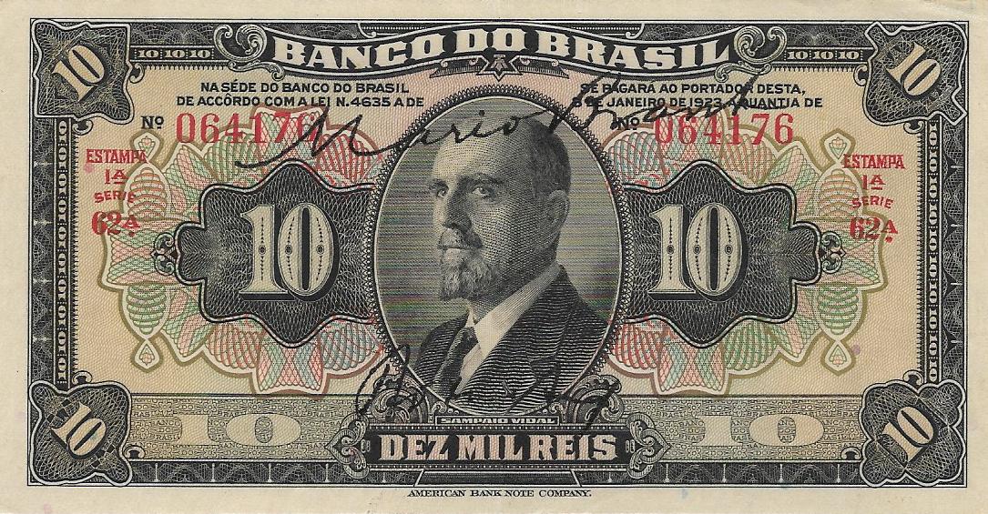 Front of Brazil p114a: 10 Mil Reis from 1923