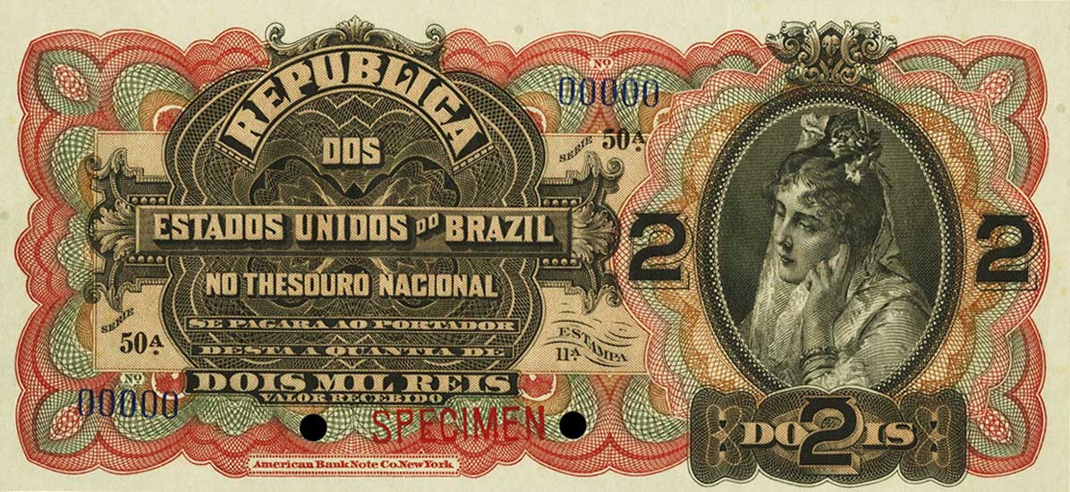 Front of Brazil p13s: 2 Mil Reis from 1918