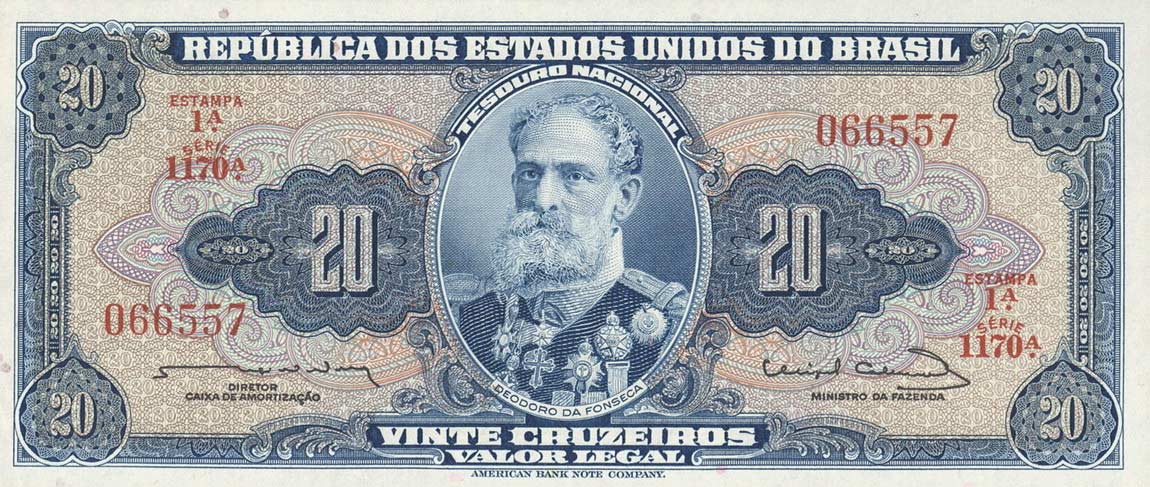 Front of Brazil p168b: 20 Cruzeiros from 1963