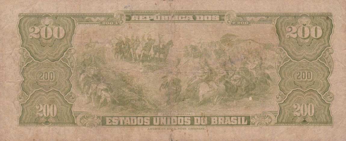 Back of Brazil p171a: 200 Cruzeiros from 1961