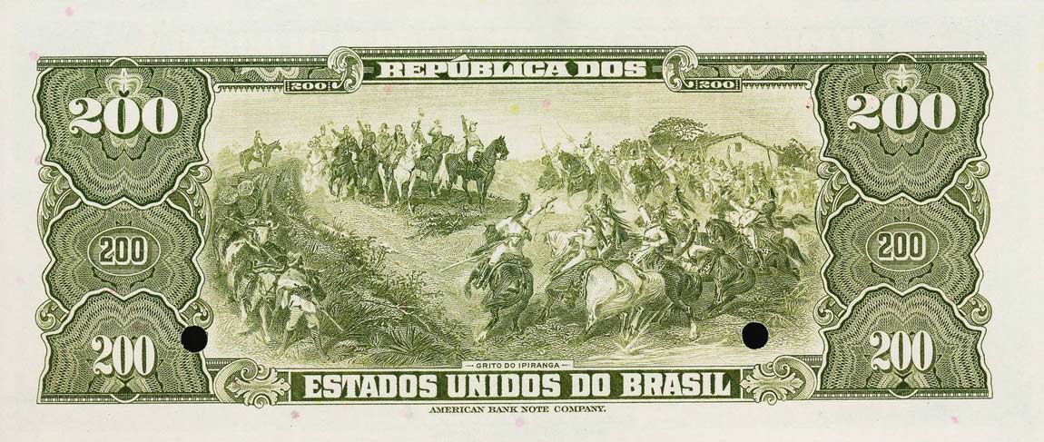 Back of Brazil p171s: 200 Cruzeiros from 1961
