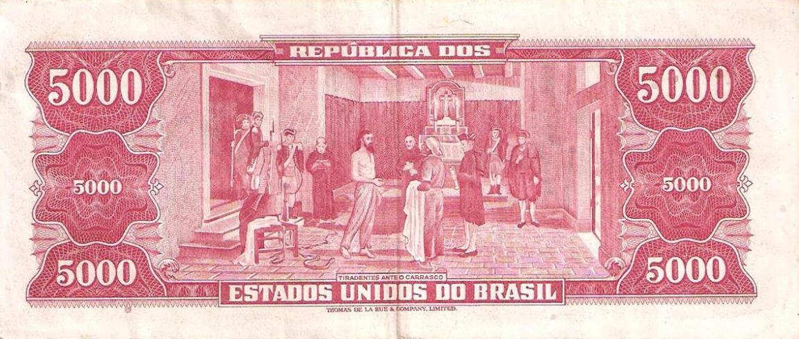 Back of Brazil p182c: 5000 Cruzeiros from 1964