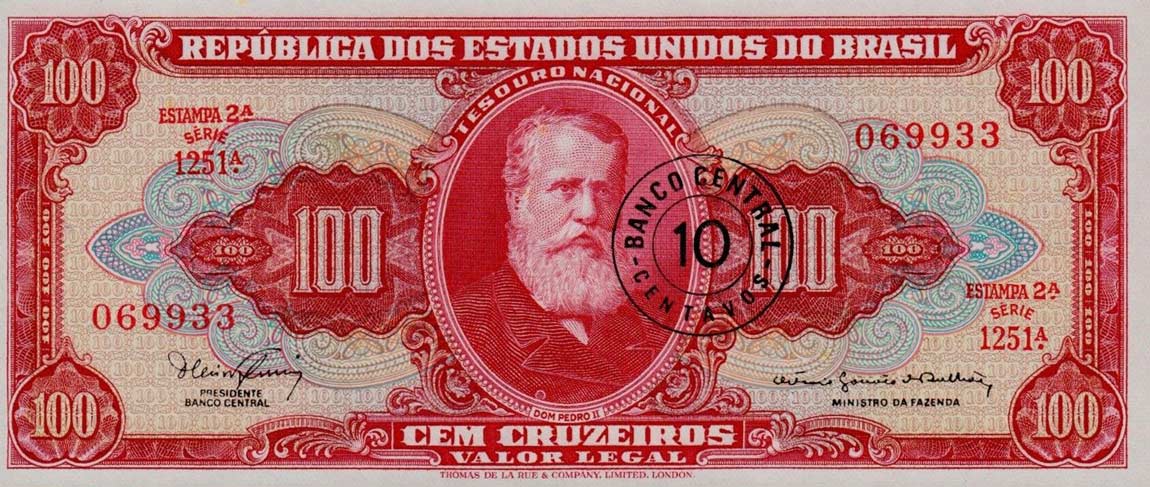 Front of Brazil p185b: 10 Centavos from 1966