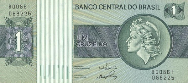 Front of Brazil p191Aa: 1 Cruzeiro from 1972