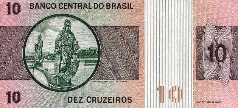Back of Brazil p193a: 10 Cruzeiros from 1970