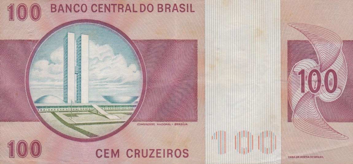 Back of Brazil p195Aa: 100 Cruzeiros from 1974