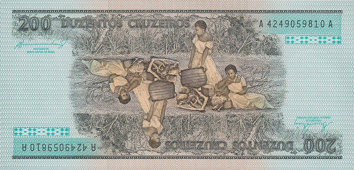 Back of Brazil p199b: 200 Cruzeiros from 1984