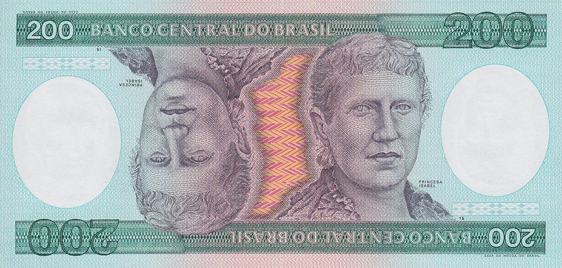 Front of Brazil p199b: 200 Cruzeiros from 1984