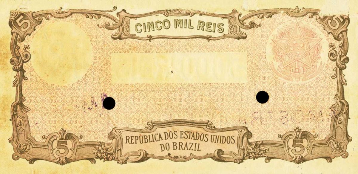 Back of Brazil p19s: 5 Mil Reis from 1903