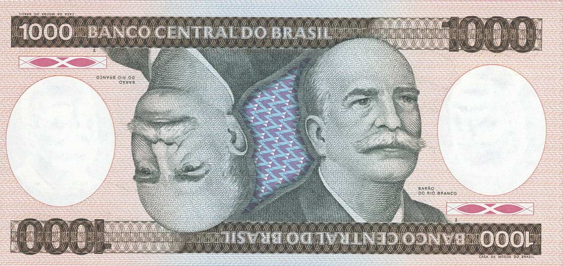 Front of Brazil p201c: 1000 Cruzeiros from 1985