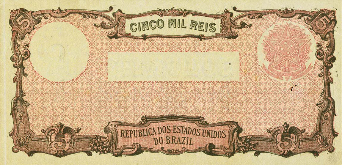 Back of Brazil p21s: 5 Mil Reis from 1908