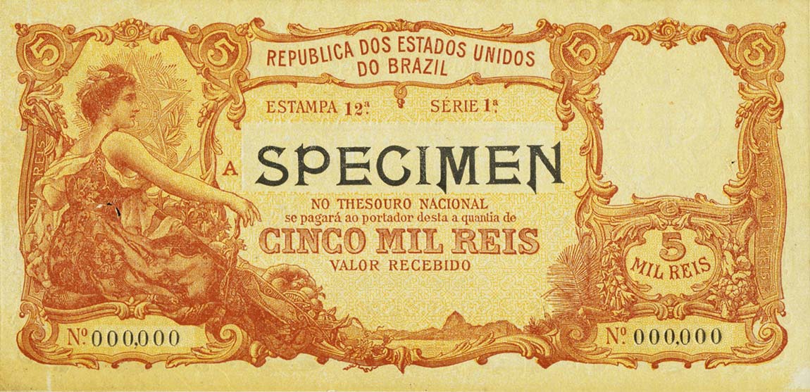 Front of Brazil p21s: 5 Mil Reis from 1908