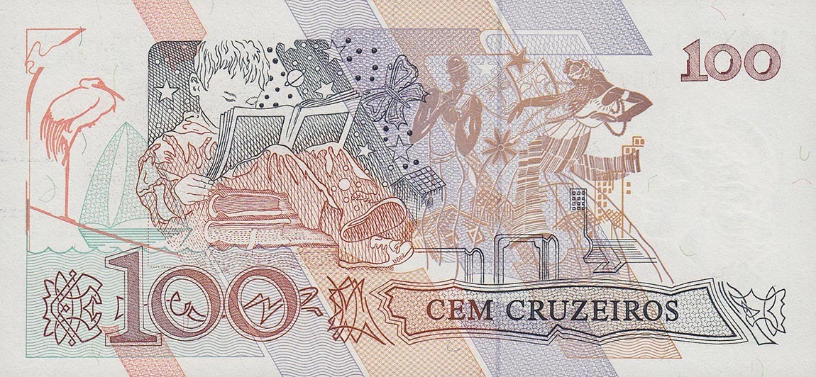 Back of Brazil p228a: 100 Cruzeiros from 1990