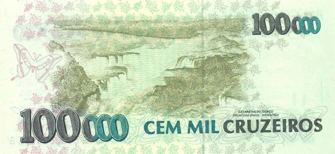 Back of Brazil p235b: 100000 Cruzeiros from 1993
