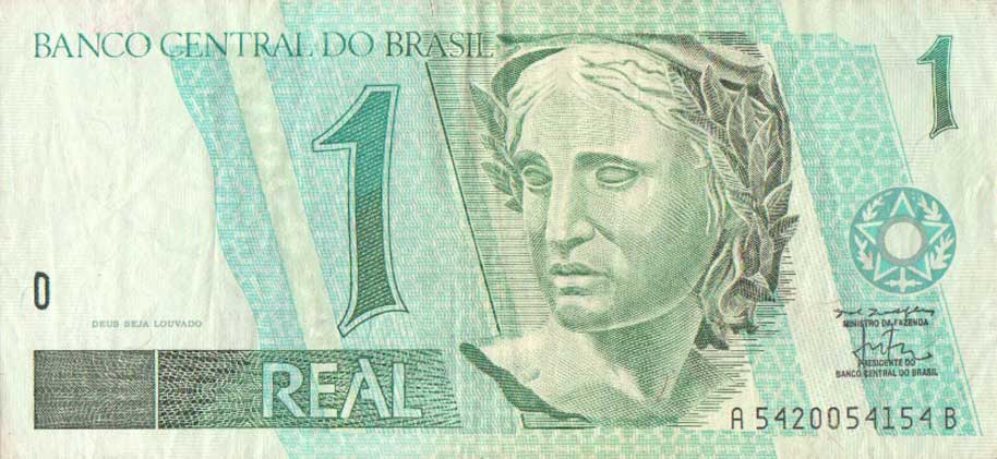 Front of Brazil p243Ab: 1 Real from 1997
