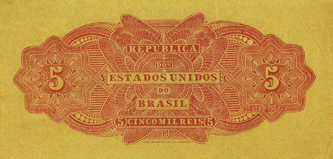 Back of Brazil p27s: 5 Mil Reis from 1922