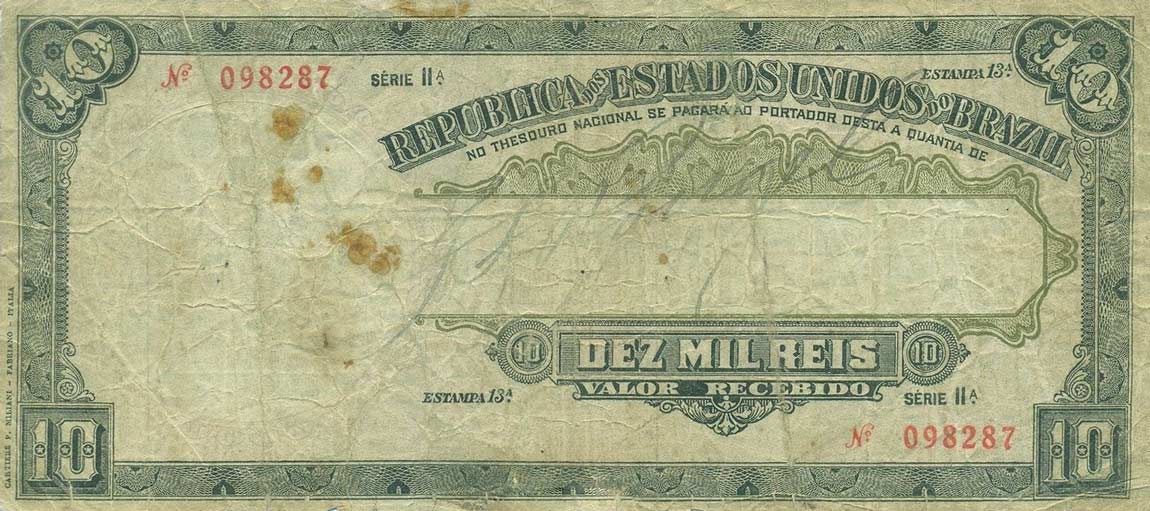 Front of Brazil p35a: 10 Mil Reis from 1914