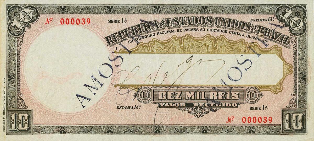 Front of Brazil p35s: 10 Mil Reis from 1914