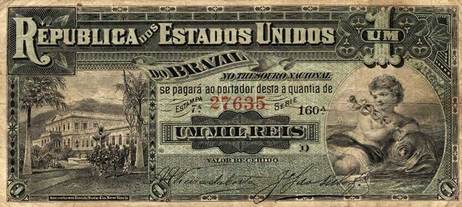 Front of Brazil p3b: 1 Mil Reis from 1891