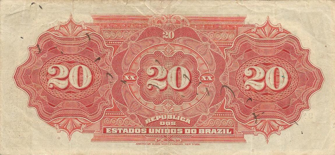 Back of Brazil p45a: 20 Mil Reis from 1912