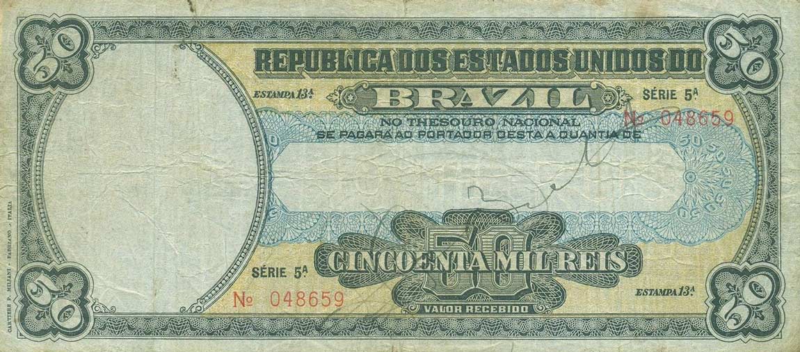 Front of Brazil p55b: 50 Mil Reis from 1915