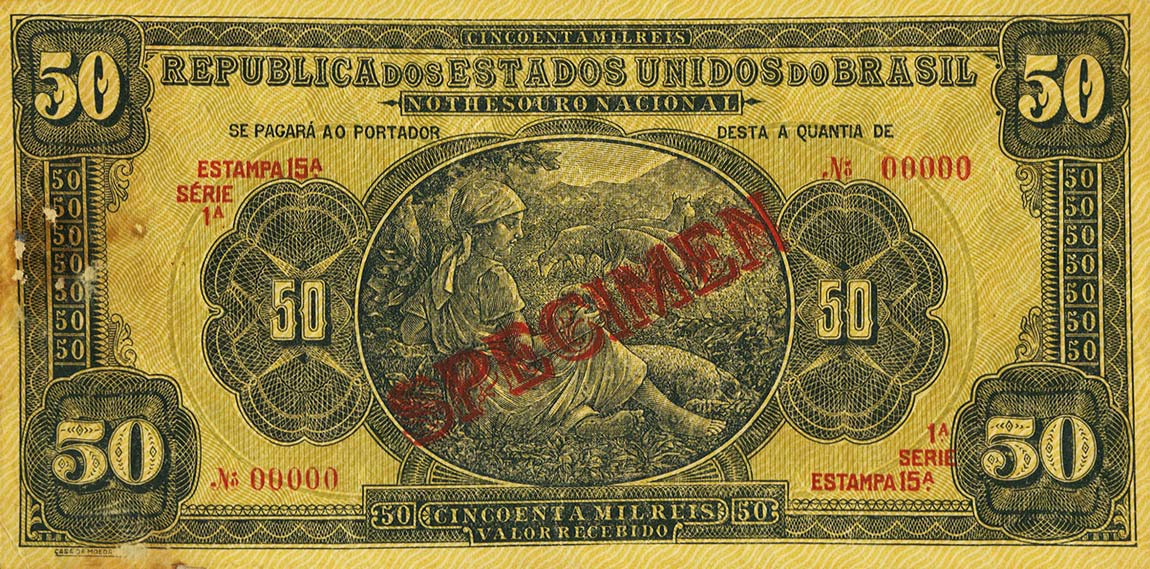 Front of Brazil p57s: 50 Mil Reis from 1923