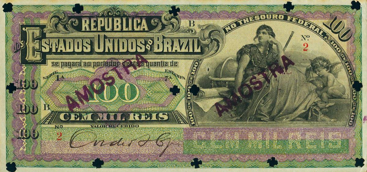 Front of Brazil p61s: 100 Mil Reis from 1897