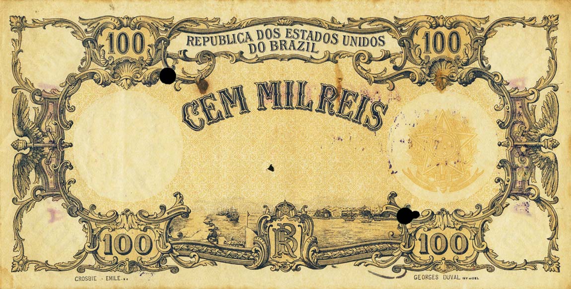Back of Brazil p63s: 100 Mil Reis from 1904
