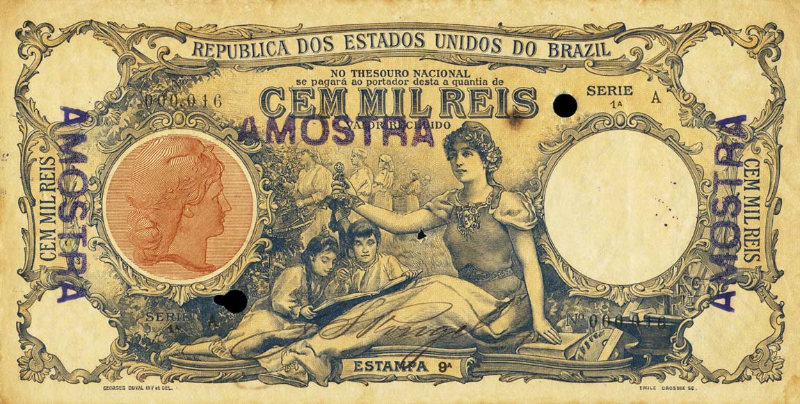 Front of Brazil p63s: 100 Mil Reis from 1904