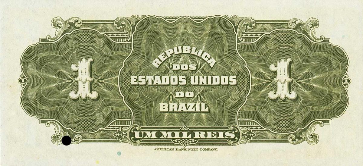 Back of Brazil p6s: 1 Mil Reis from 1919