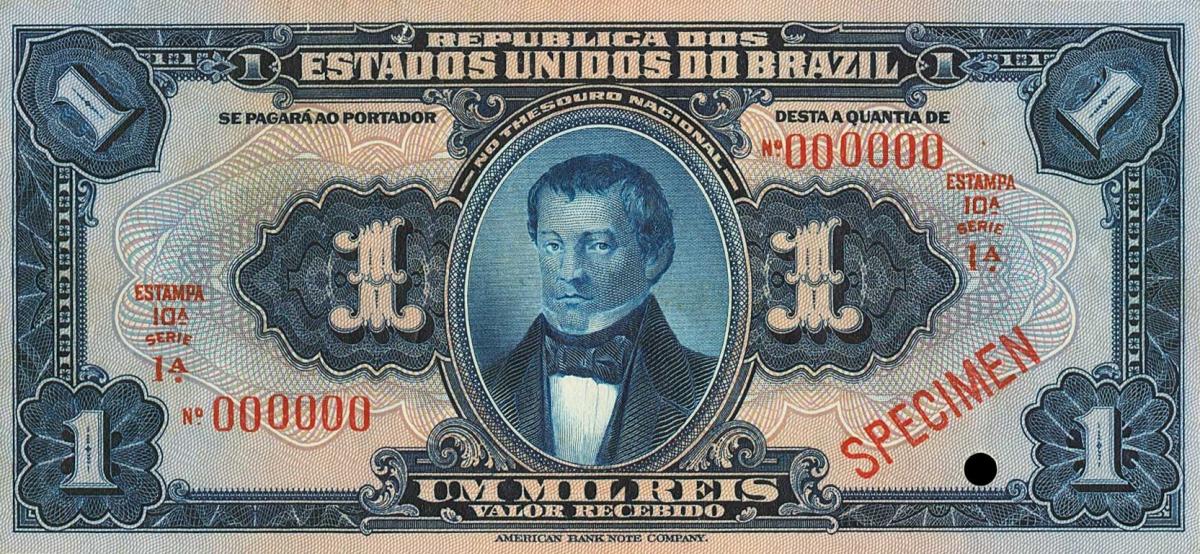 Front of Brazil p6s: 1 Mil Reis from 1919