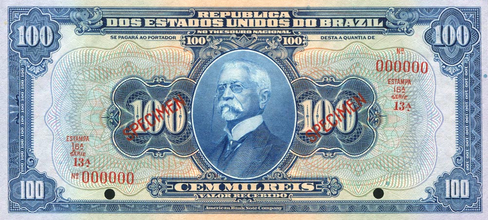 Front of Brazil p70s1: 100 Mil Reis from 1925