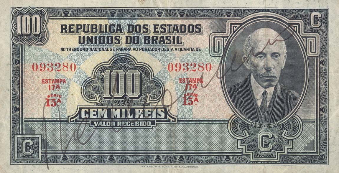 Front of Brazil p71a: 100 Mil Reis from 1936