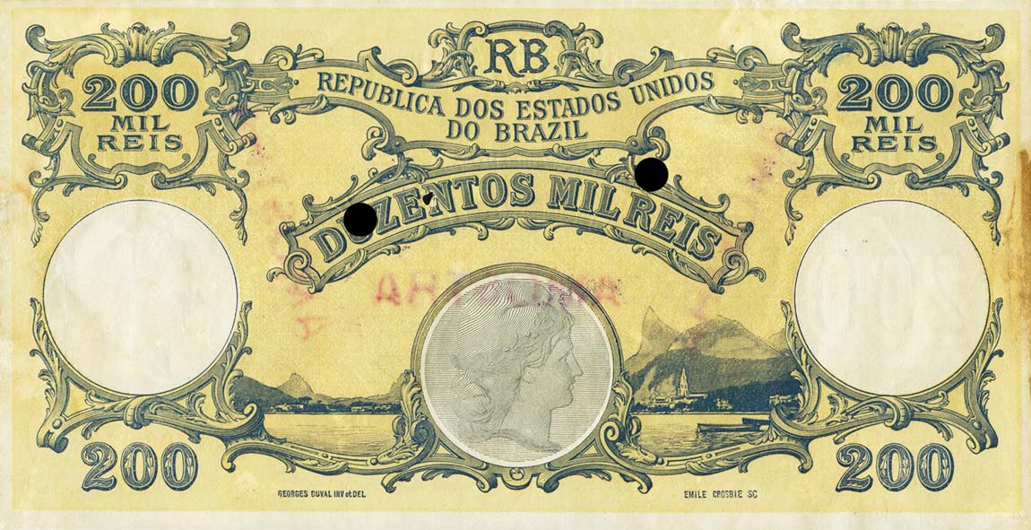 Back of Brazil p75s: 200 Mil Reis from 1905