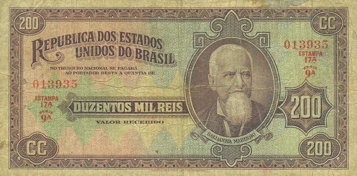 Front of Brazil p82a: 200 Mil Reis from 1936