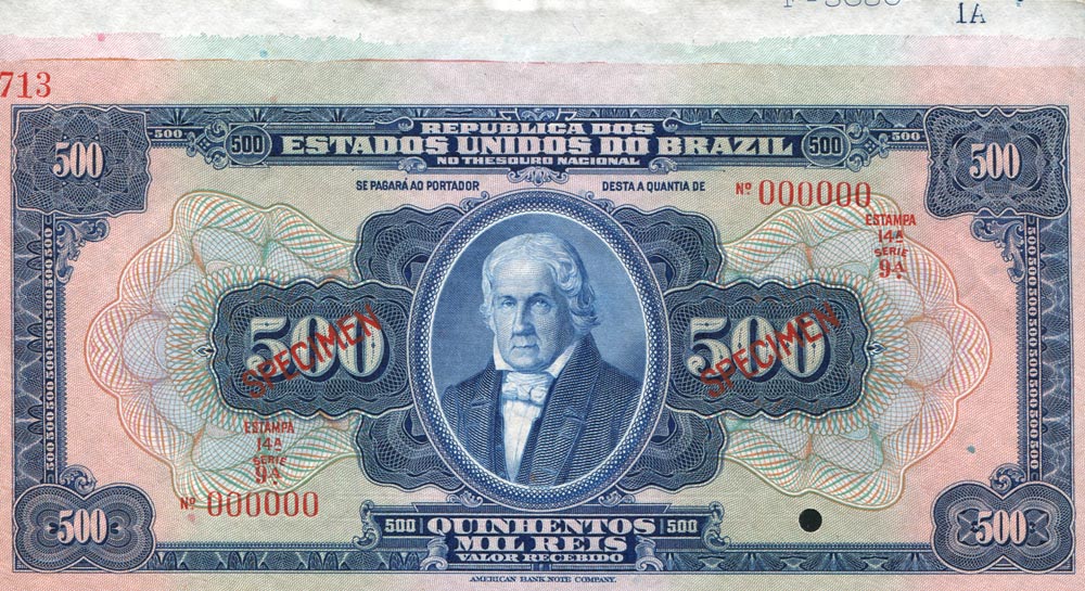 Front of Brazil p91s1: 500 Mil Reis from 1925